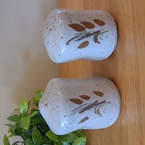 VINTAGE Handcrafted Neutral Tone Pottery Salt and Pepper Shakers